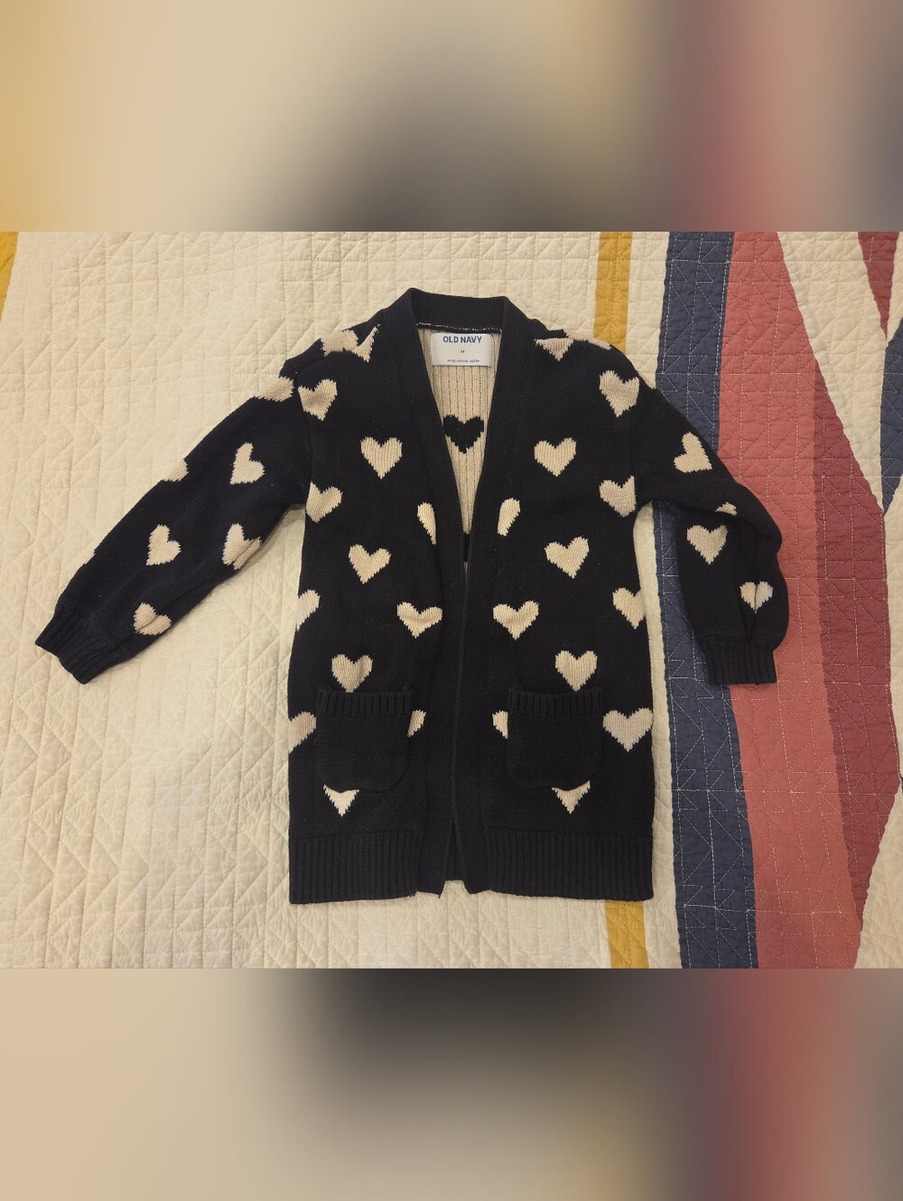 Old Navy Girls' Navy Heart Knit Cardigan